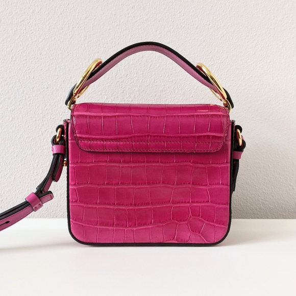 Chloe C Croc Embossed Leather Shoulder Bag - Picture 4 of 16